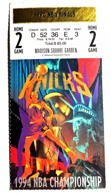 1994 NBA Finals Game #4 Ticket Stub Knicks vs Rockets OJ Simpson Chase Jumbotron