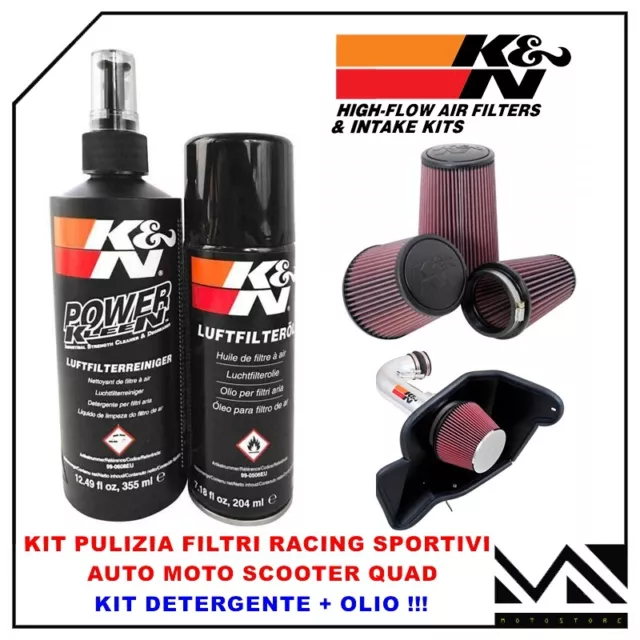 Kit de Nettoyage Filtre à Air Sport Kn K&N Détergent 355ml Huile 204ml Auto Moto