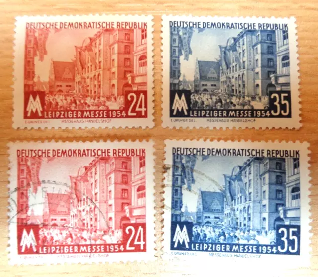 Ddr 1954  Briefmarken 2 X Satz  Leipziger Herbstmesse  Postfrisch/Gestempelt