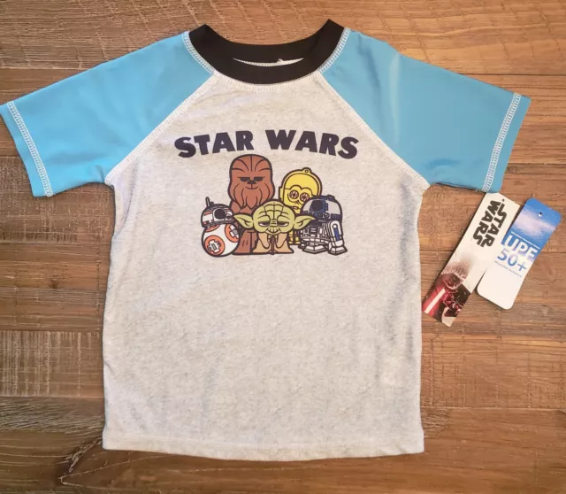 Disney Star Wars Rash Guard Swim Shirt Top UPF 50 Toddler 3T Yoda Chewbacca BB-8