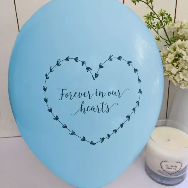 ANGEL & DOVE 25 Blue Funeral Balloons 'Forever In Our Hearts' Biodegradable