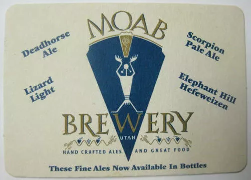MOAB BREWERY Beer COASTER, Mat with 4 Beers listed, Postcard, UTAH, 2006 issue