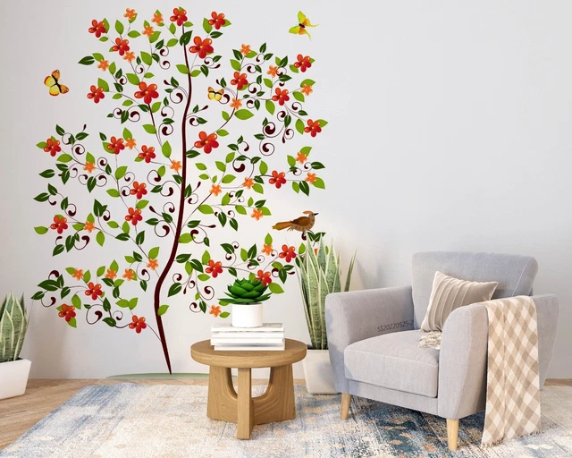 3D TREE LEAF Floral Bird Wallpaper Wall Mural Peel and Stick Wallpaper