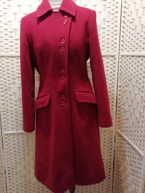 Next size 12 wine wool and cashmere blend coat in very good condition