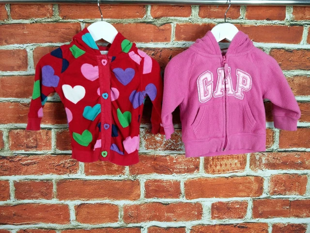 Pacchetto Felpa Con Cappuccio Bambine Età 6-9 Mesi Gap Next Pile Cuore Logo Rosa 74Cm