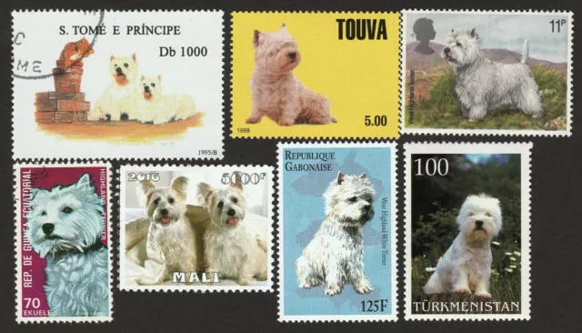 WEST HIGHLAND WHITE TERRIER ** Int'l Postage Stamp  Art Collection **Gift Idea**