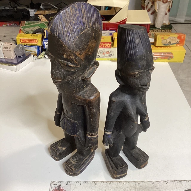 Yoruba Onile African Lukumi Religion Primitive Figures Carved Wood Tribal Art 6