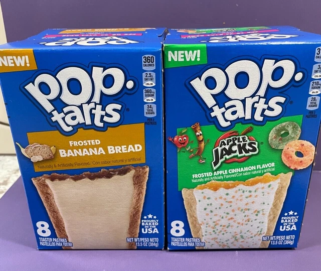 POP TARTS BANANA Bread + Apple Jacks Cereal Frosted Apple Cinnamon 13.5