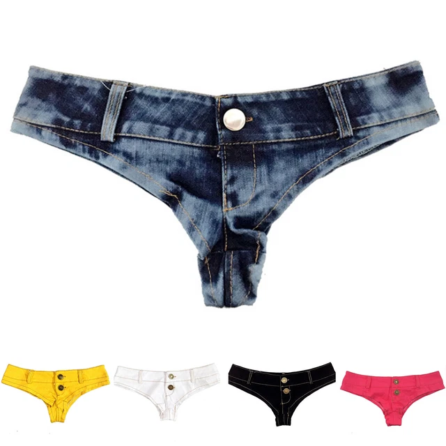 WOMEN LOW RISE Mini Denim Booty Shorts Hot Pants Jeans Bikini Thong