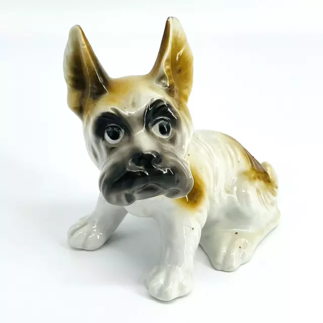 VTG HAND PAINTED DOG FIGURINE-FRENCH BULLDOG-TERRIER-JAPAN-HOTTA YU SHOTEN 30's