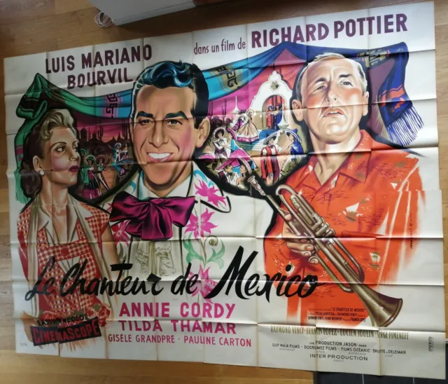 CHANTEUR DE MEXICO luis mariano bourvil affiche cinema 320x240 cm 4 paneaux '56