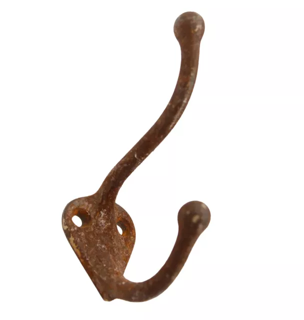 Cast Iron Triple Arm Wall Hook with Rusted Patina