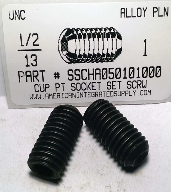 1/213X11/4 HEX SOCKET Set Screws Cup Point Alloy Steel (10) 15.25