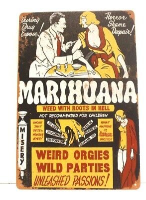 Marijuana Tin Metal Sign Bar Classic Movie Poster Vintage Ad Style Marihuana Pot