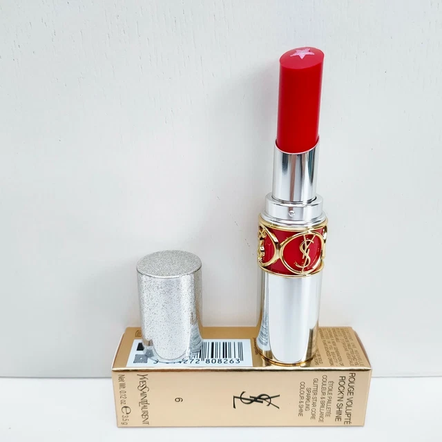 YSL ROUGE VOLUPTE Rock'N Shine Glitter Star Sparkling Lipstick, 6