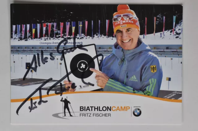 Fritz Fischer - Olympiasieger Biathlon - original Autogramm -  - ca. 10x15cm - A