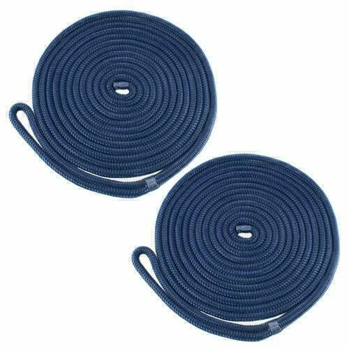 2Pack 1/2 Inch 15FT Double Braid Nylon Boat Dock Line Cadet Blue Mooring Rope