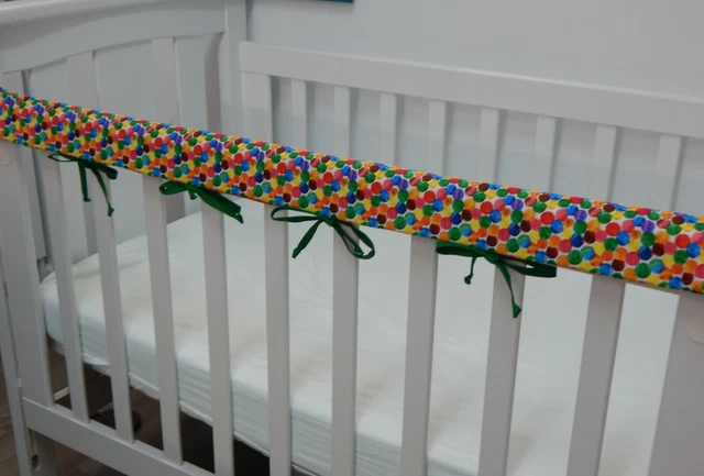 Handmade Pink Cotton Crib Teething Rail Cover Pad, 100% Cotton, Soft Baby Nursery Protection, 1pc