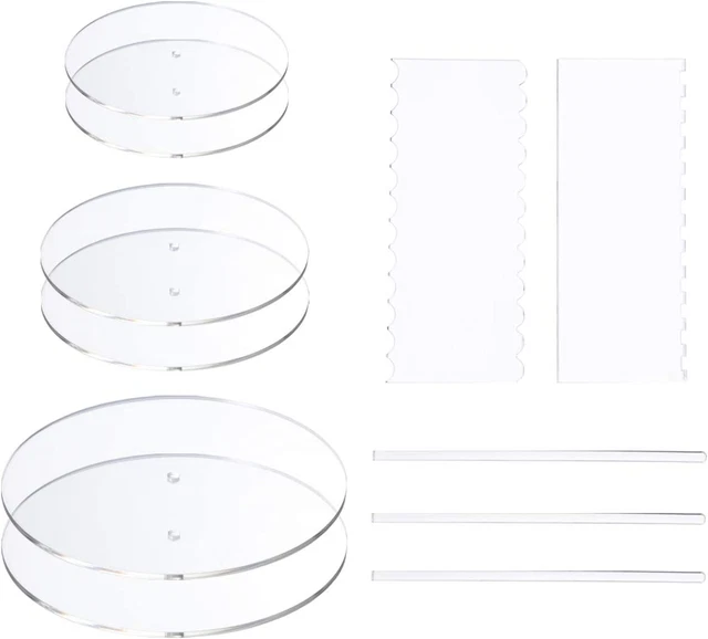 Acrylic round Cake Disk Set - Cake Discs Circle Base Boards with Center Hole - 2