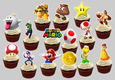 72 Pièces Les Décorations de Gâteaux Super Mario Utilisé pour Les Fêtes d'Anniversaire Et Les Rassemblements d'Enfants Thème de la Mario Cupcake Topper Super Mario Happy Birthday Party Supplies 