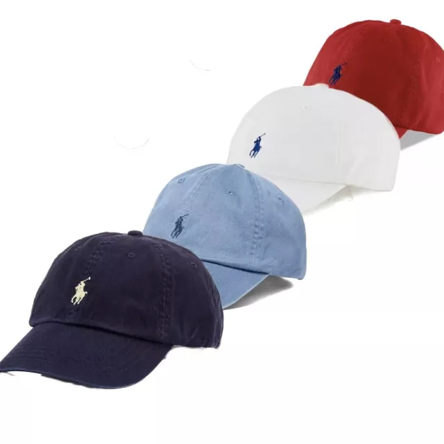 POLO RALPH LAUREN Cotton Chino Baseball Cap Hat Big Pony Adjustable Strap