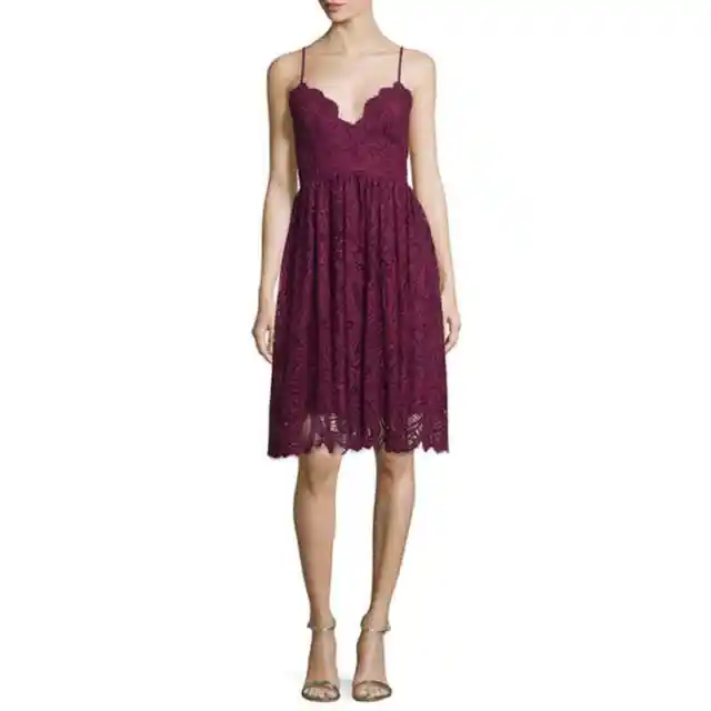 ZAC Zac Posen Wine Lace Fit & Flare Dress size 6