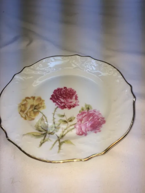 Silesien Germany Porcelain China Bread & Butter Plate, 3 Stem Roses, 6" diameter