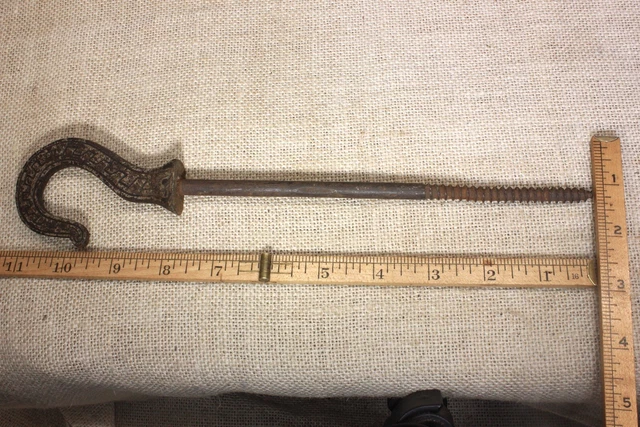 old Ceiling Plant Hook chandelier bird cage hanger 11 1/4" rustic nickel vintage 7