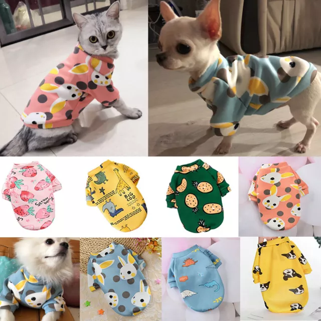 Carino Cartoon Stampa Animali Cane Gatto Vestiti T-Shirt Cappotto Cucciolo