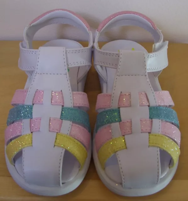 Girls Rachel Summertime White Pink Blue Yellow Sandals Shoes Sz 6 or 10