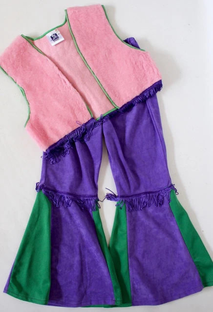 Costume hippie bambini adolescenti anni '60 pelliccia hippy abito elegante età 9 10 11 12 13 14