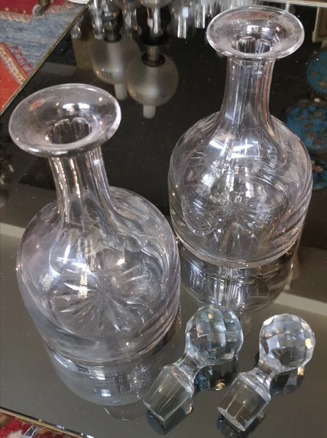 Paire de carafes en cristal taillé XIXème 6
