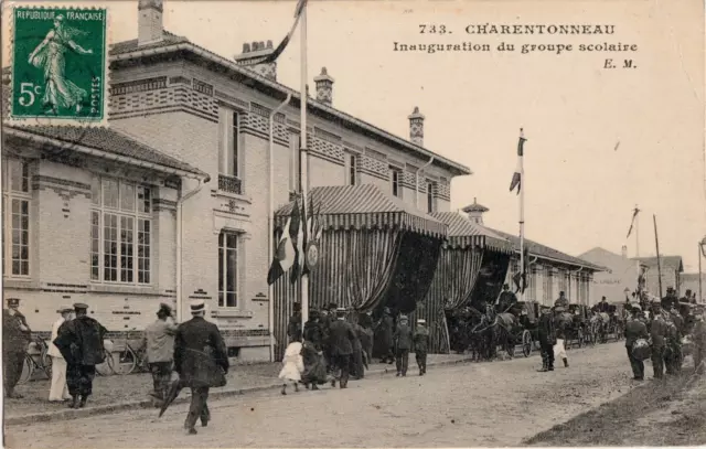 Cpa - 94 - Charentonneau (Maisons-Alfort) - Inauguration Du Groupe Scolaire.