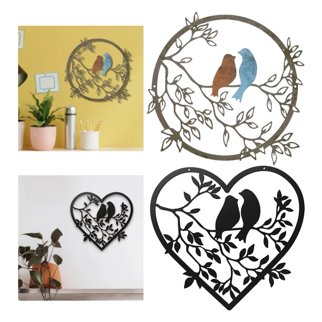 Décoration Murale Lotus En Métal - Noir, 28x24,5 Cm - Art Mural Silhouette Pour Intérieur/extérieur - 8