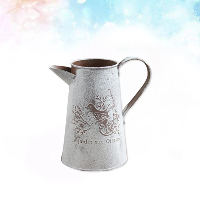 Soyizom Vaso In Ceramica Rustica Bianca, Forma Latta Per Latte, Vintage Francese, 15,5 Cm, Decorazione Tavolo E Casa