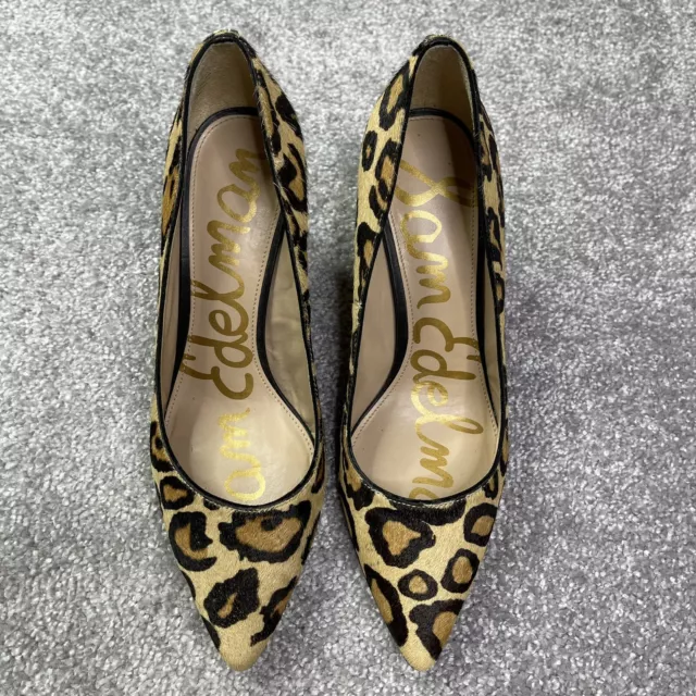 Sam Edelman Heels Women’s 6 Leopard Print Pointed Toe Tristan Cowhair Slip On