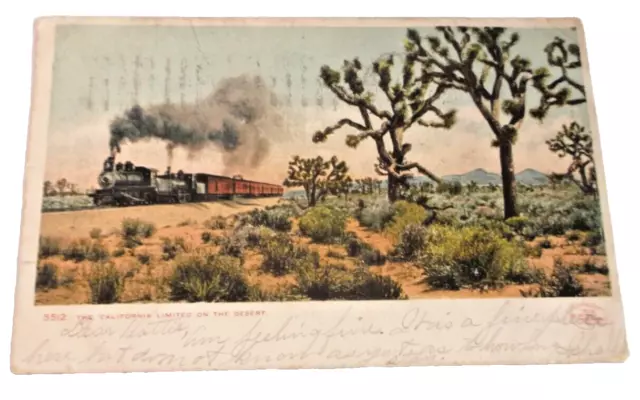 1909 Santa Fe California Limited Atsf Passenger Train Used Post Card