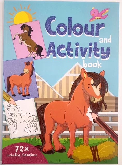 Mal Rätsel Aktivitätenbuch f. Kinder 72 Seiten A4 u. Lösungen Thema Pony & Pferd