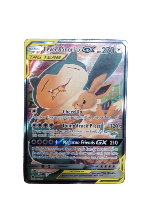 ÉVOLI & SNORLAX GX SM169 ALT FULL ART ULTRA RARE Tag Team Up