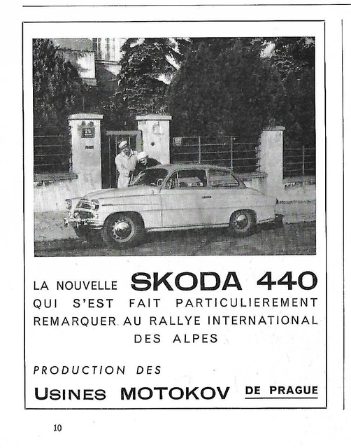 1956 Skoda 440 Automobile Prague Original Ad In French