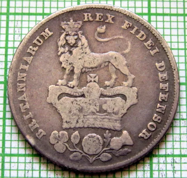 GREAT BRITAIN GEORGE IV 1826 ONE SHILLING, LION ATOP CROWN 0.925 SILVER km# 694