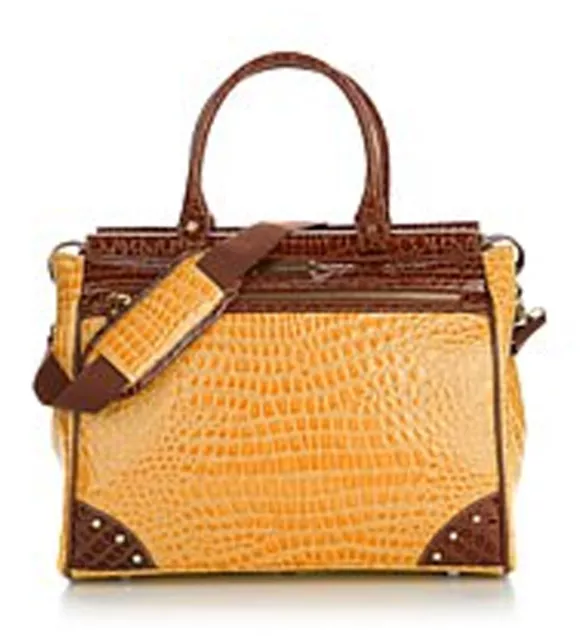 Samantha Brown Croco-Embossed Dowel Travel Bag (Yellow) RARE Old Stock