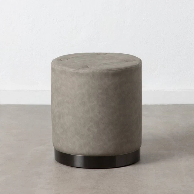 Puff Grigio Ecopelle 38x38x42 cm DMF