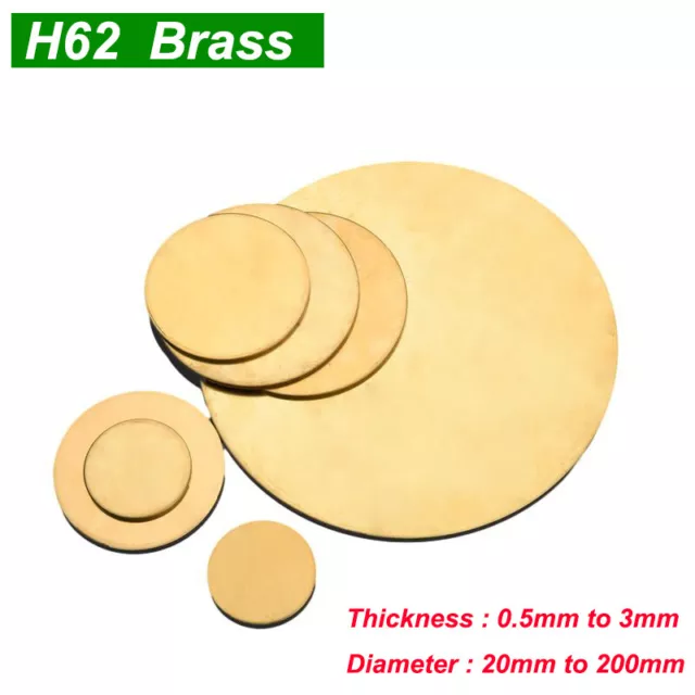 H62 Brass Round Disc Plate Copper Metal Sheet 0.5mm 0.8mm 1mm to 3mm Thick DIY