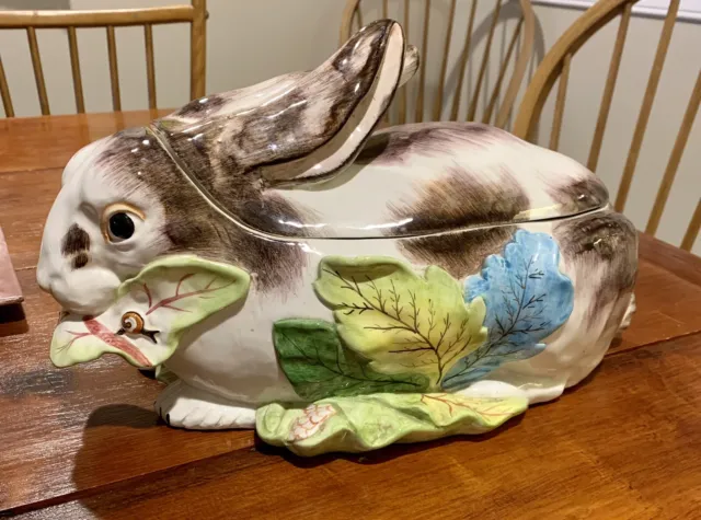 Rare Vintage Jay Willfred Andrea by Sadek Large Bunny Ceramic Bowl with Lid