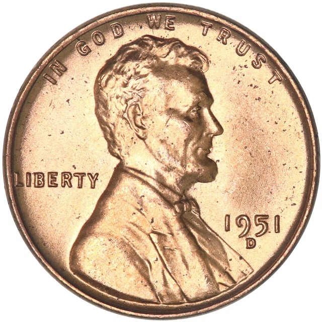 1951 D Lincoln Wheat Cent BU Penny US Coin