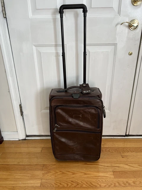 Tumi Alpha Brown Nappa Leather Two Wheeled 20" Carryon Luggage 9265Bn3