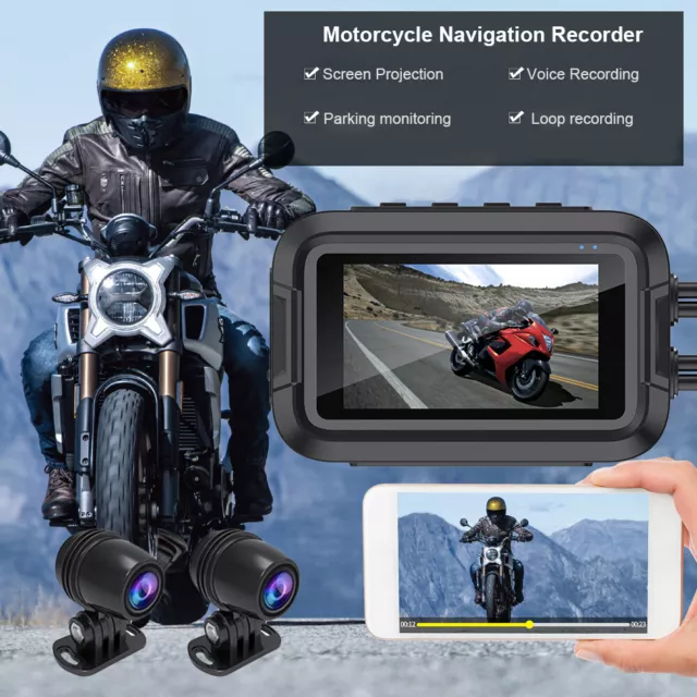 Dual Lens Dash Cam Waterproof HD 1080P Riding Recorder No IPS Screen (with GPS) 3