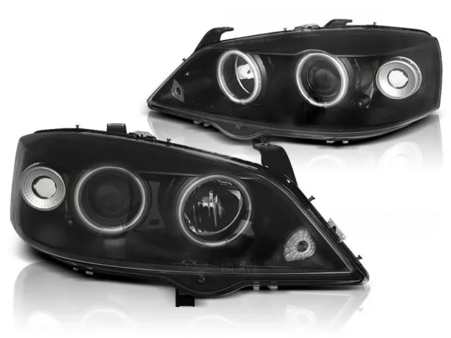 Phares Avant Opel Astra G 09.97-02.04 Angel Eyes Ccfl Noir