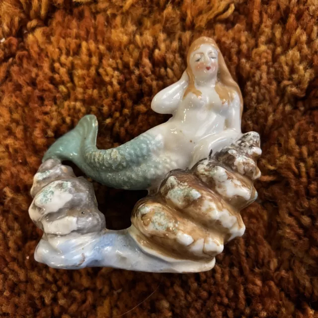VTG MERMAID WOMAN Aquarium Fish Tank Decor Figurine Porcelain Ceramic ...